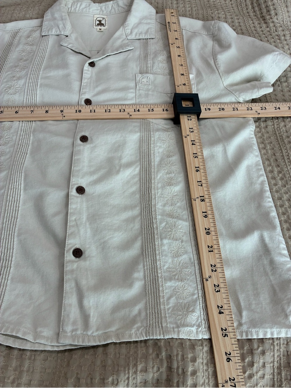Dandy Del Mar Brisa Linen shirt in Vintage Ivory embroidered sz M - Picture 8 of 8